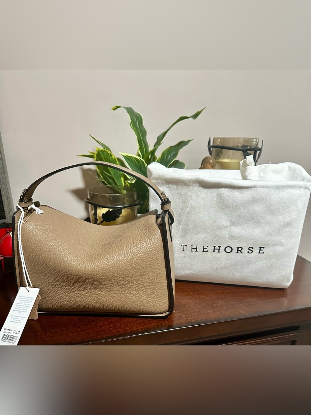 The Horse Taupe Pebbled Leather Shoulder Bag